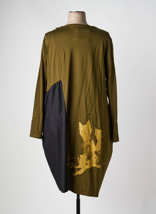 Robe mi-longue manches longues manches longues vert POMME ROUGE femme
