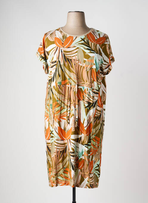 Robe mi-longue manches courtes manches courtes orange CONCEPT K femme