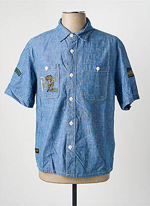Chemise manches courtes coupe cintrée bleu DAYTONA homme