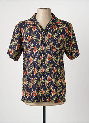 Chemise manches courtes col tailleur bleu DAYTONA homme