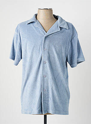Chemise manches courtes col tailleur bleu DAYTONA homme