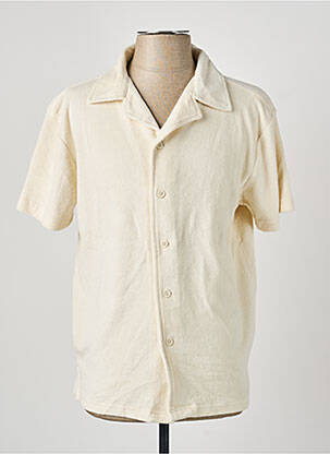 Chemise manches courtes col tailleur beige DAYTONA homme