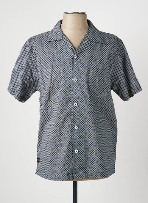 Chemise manches courtes col tailleur bleu DAYTONA homme