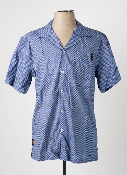 Chemise manches courtes col tailleur bleu fonce DAYTONA homme