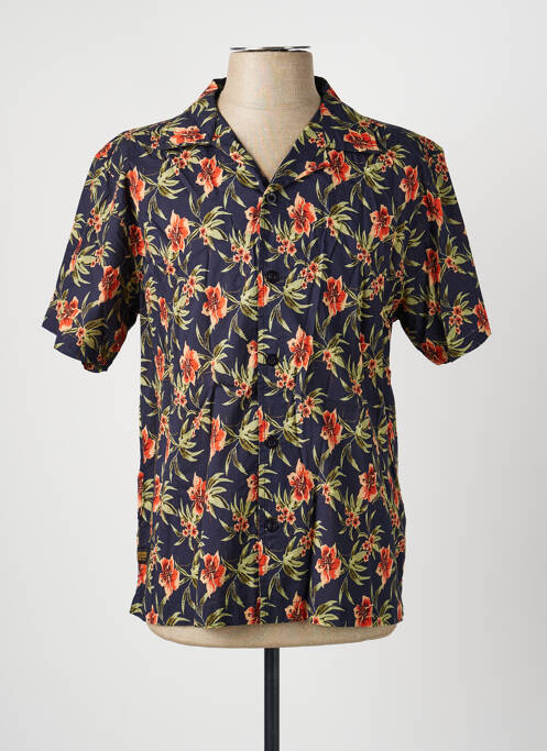 Chemise manches courtes col tailleur bleu DAYTONA homme