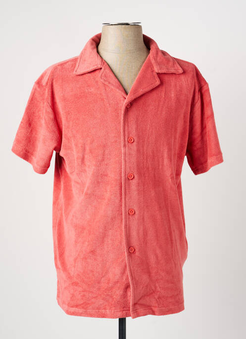 Chemise manches courtes col tailleur rouge DAYTONA homme