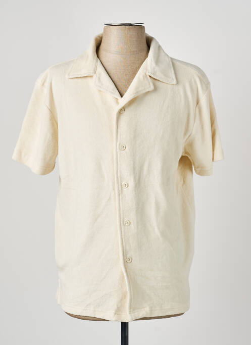 Chemise manches courtes col tailleur beige DAYTONA homme
