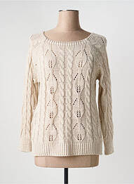 Pull coupe cintrée manches longues beige QUATTRO femme