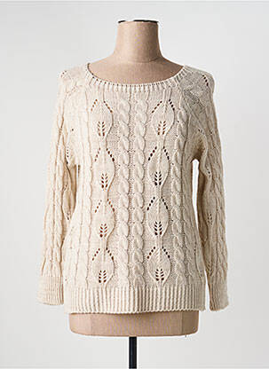 Pull coupe cintrée manches longues beige QUATTRO femme