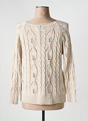 Pull coupe cintrée manches longues beige QUATTRO femme