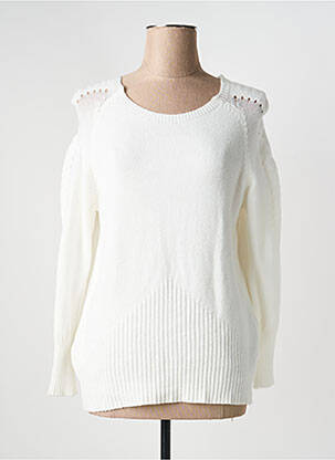 Pull coupe cintrée manches longues blanc QUATTRO femme