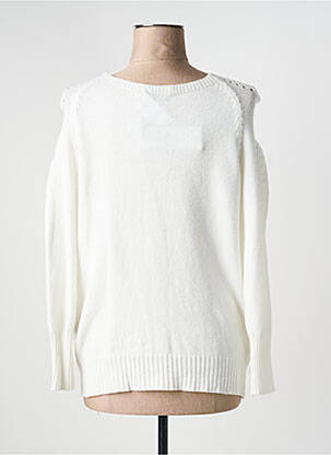 Pull coupe cintrée manches longues blanc QUATTRO femme