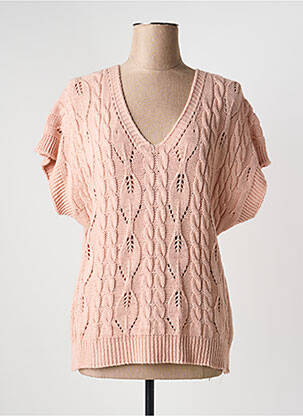 Pull coupe cintrée manches courtes rose QUATTRO femme