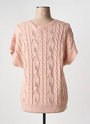 Pull coupe cintrée manches courtes rose QUATTRO femme
