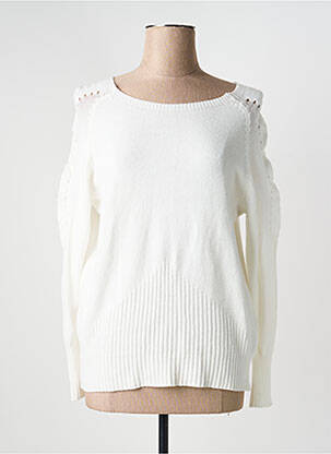 Pull coupe cintrée manches longues blanc QUATTRO femme