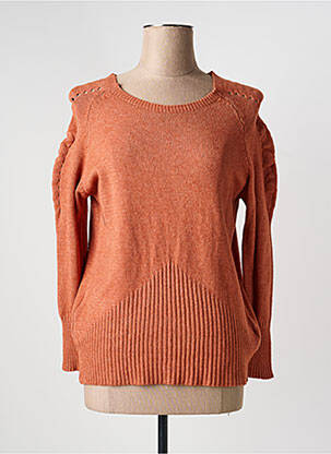 Pull coupe cintrée manches longues orange QUATTRO femme