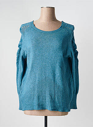 Pull coupe cintrée manches longues bleu QUATTRO femme