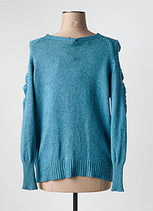 Pull coupe cintrée manches longues bleu QUATTRO femme