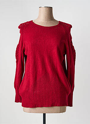 Pull coupe cintrée manches longues rouge QUATTRO femme