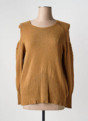 Pull coupe cintrée manches longues marron QUATTRO femme