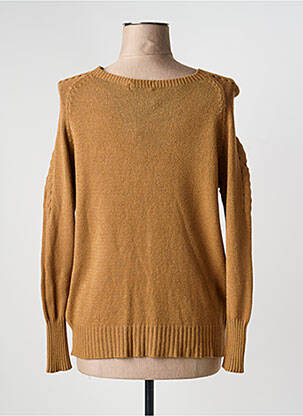 Pull coupe cintrée manches longues marron QUATTRO femme
