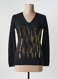 Pull coupe cintrée manches longues noir COULEURS DU TEMPS femme