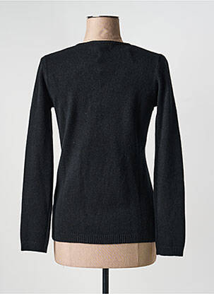 Pull coupe cintrée manches longues noir COULEURS DU TEMPS femme