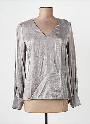 Top coupe cintrée manches longues gris VOODOO femme