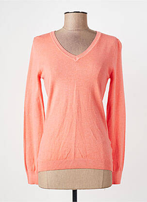 Pull col v manches longues rose QUATTRO femme