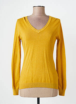 Pull col v manches longues jaune QUATTRO femme