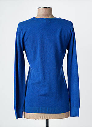 Pull col v manches longues bleu QUATTRO femme