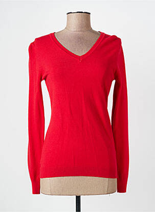Pull col v manches longues rouge QUATTRO femme