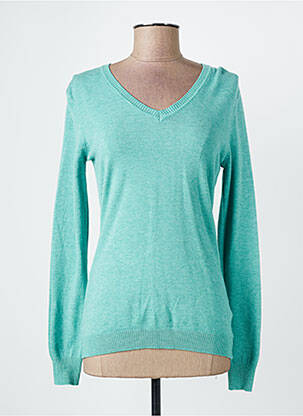 Pull col v manches longues vert QUATTRO femme