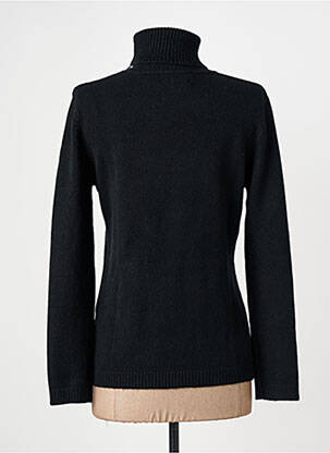 Pull col roulé coupe cintrée manches longues noir COULEURS DU TEMPS femme