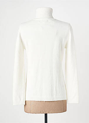 Pull col roulé coupe cintrée manches longues blanc COULEURS DU TEMPS femme