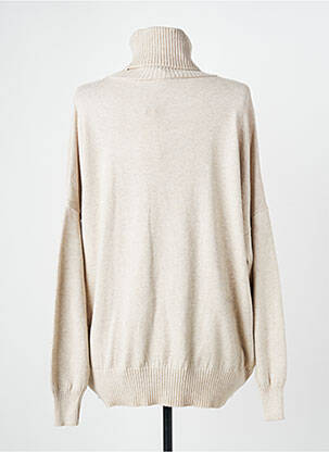 Pull col roulé tissage chiné manches longues beige QUATTRO femme