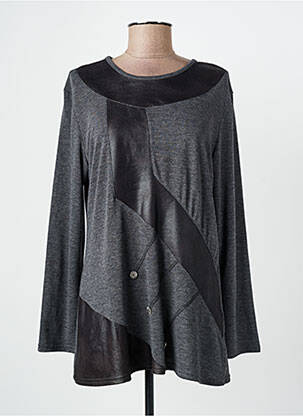 Top coupe fluide manches longues gris QUATTRO femme