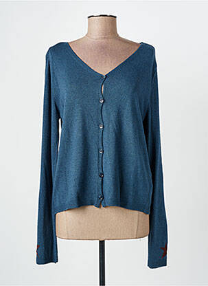 Gilet manches longues fermeture boutonnée sur le devant bleu VOODOO femme
