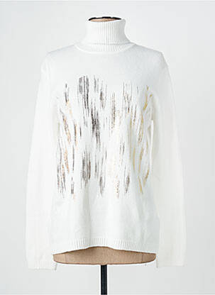 Pull col roulé stretch manches longues blanc QUATTRO femme