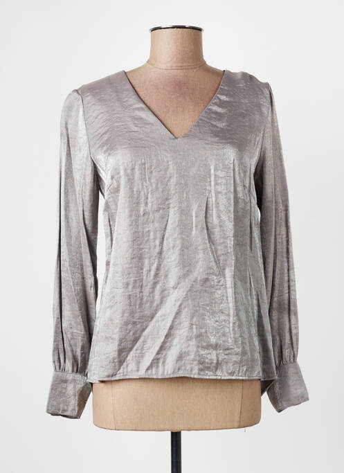 Top coupe cintrée manches longues gris VOODOO femme
