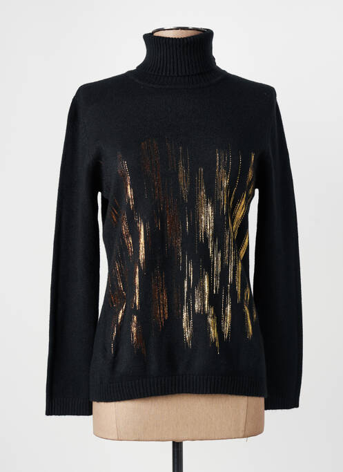 Pull col roulé coupe cintrée manches longues noir COULEURS DU TEMPS femme