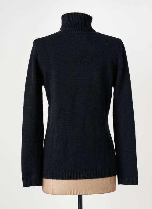 Pull col roulé coupe cintrée manches longues noir COULEURS DU TEMPS femme