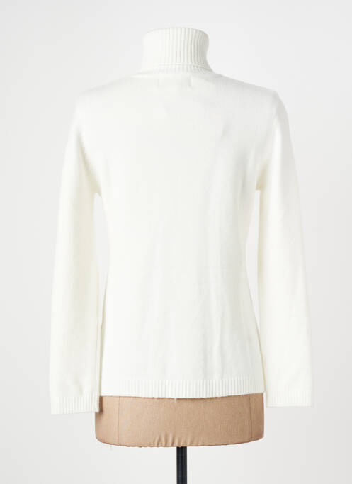 Pull col roulé coupe cintrée manches longues blanc COULEURS DU TEMPS femme