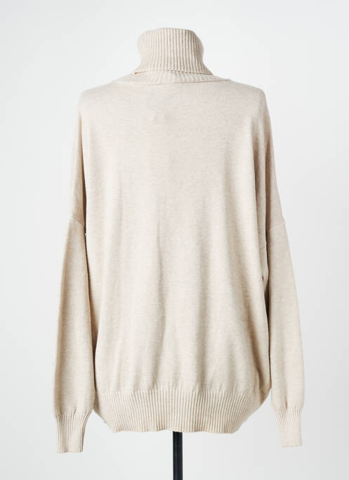 Pull col roulé tissage chiné manches longues beige QUATTRO femme