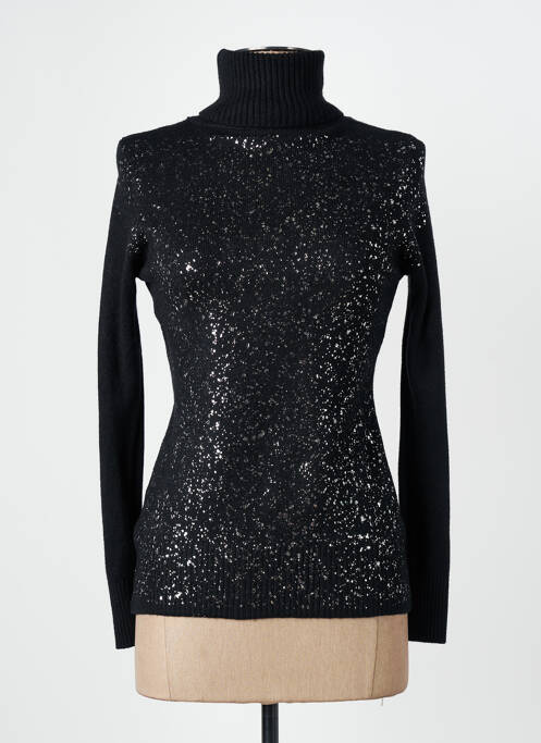 Pull col roulé stretch manches longues noir QUATTRO femme