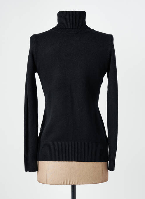 Pull col roulé stretch manches longues noir QUATTRO femme