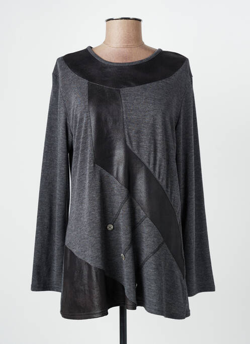 Top coupe fluide manches longues gris QUATTRO femme