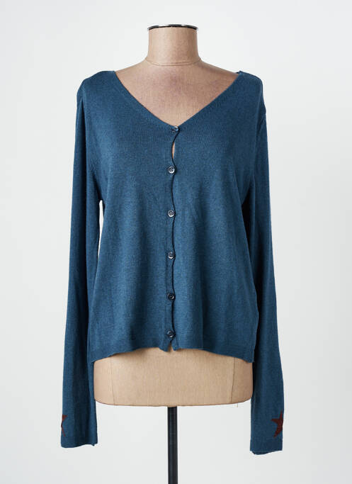 Gilet manches longues fermeture boutonnée sur le devant bleu VOODOO femme
