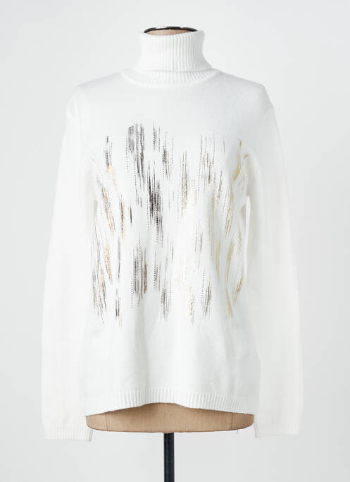 Pull col roulé stretch manches longues blanc QUATTRO femme