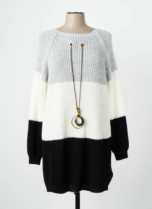 Pull tunique stretch manches longues gris QUATTRO femme